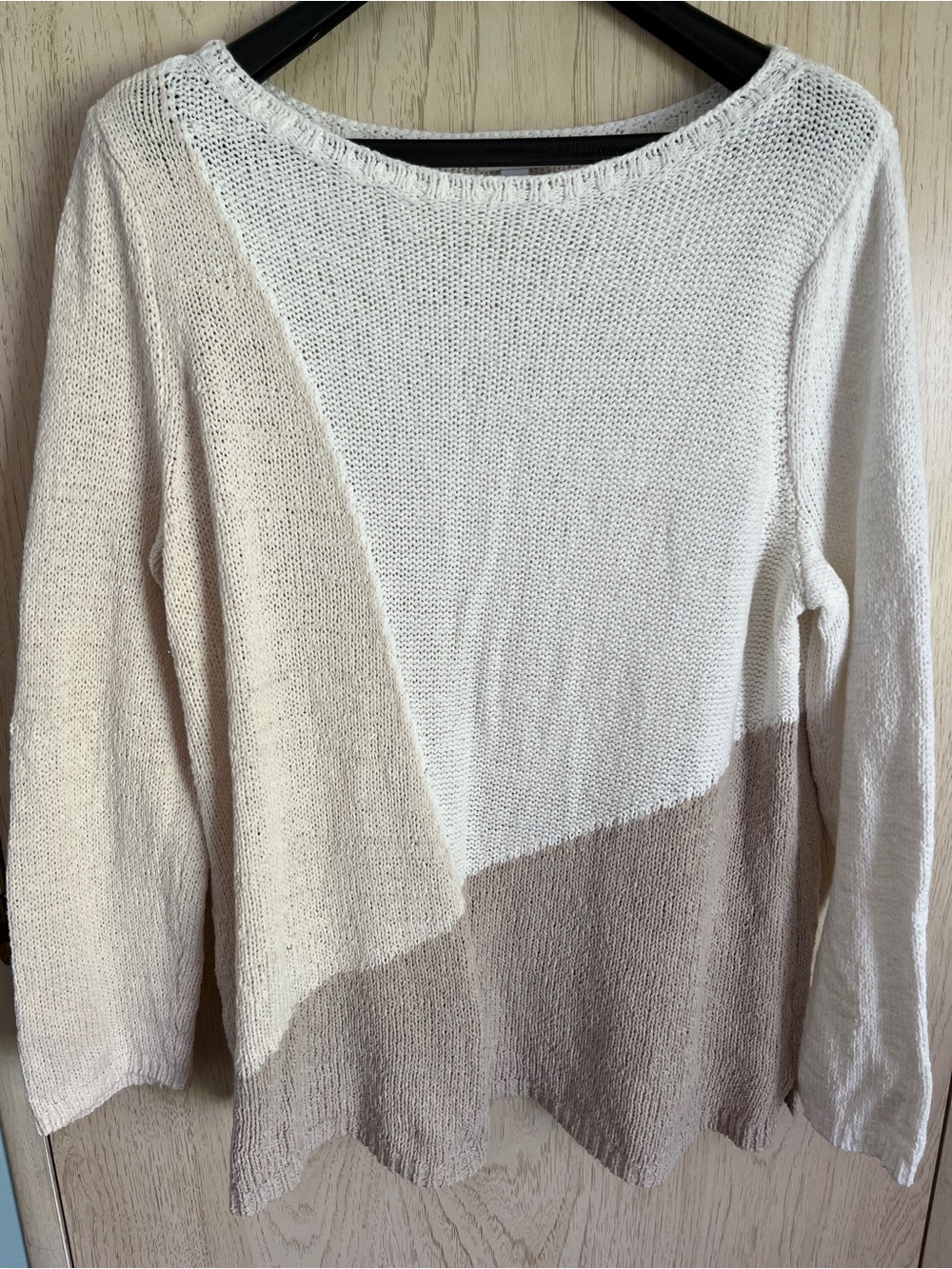 Pure Jill Colorblock Cotton Blend Sweater Neutral Size XL Cream Beige Coastal